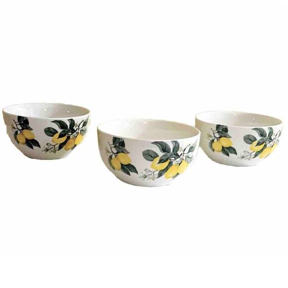3 Royal Norfolk Lemon Ceramic Bowls Soup Salad Cereal Pasta Bowl Set - Picture 8 of 8